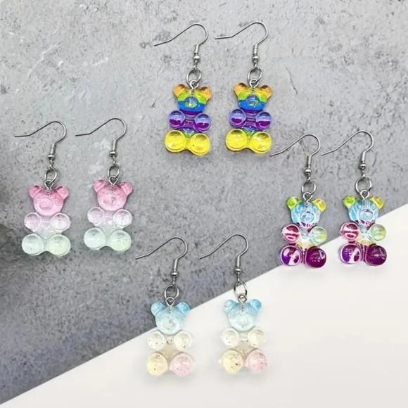 Random Color Ombre Style Gummy Bear Earrings! 2 new pairs. - Picture 2 of 3